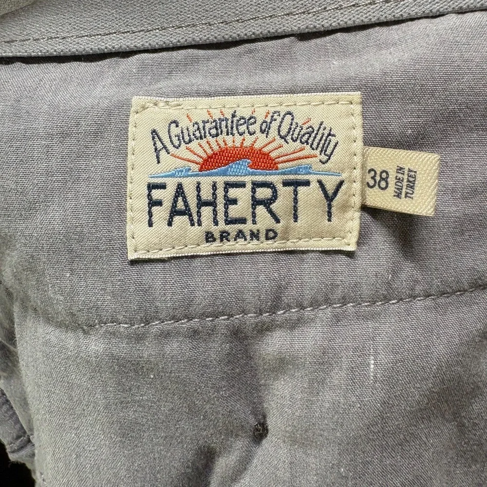 Faherty Mens Chino Shorts Size 38 Light Gray Organic Cotton Coolmax Stretch 9in